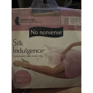 No Nonsense Silk Indulgence Control Top Size B Beige Mist Nylon Pantyhose 1 pack
